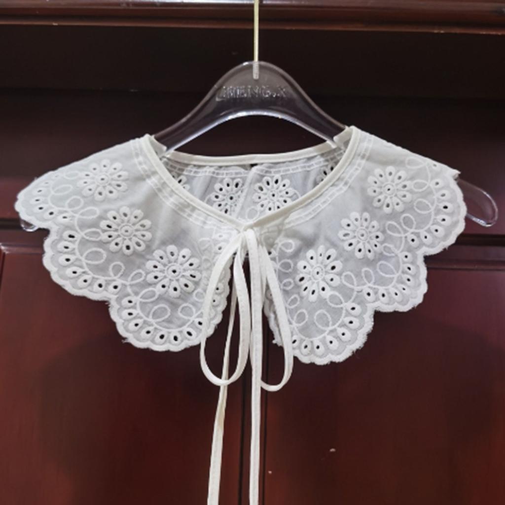 White Lace Fake Collar Women's Blouse Cloud Shoulder Scarf Shawl Embroidered Flower Detachable Collar Top Clothing Accessories
