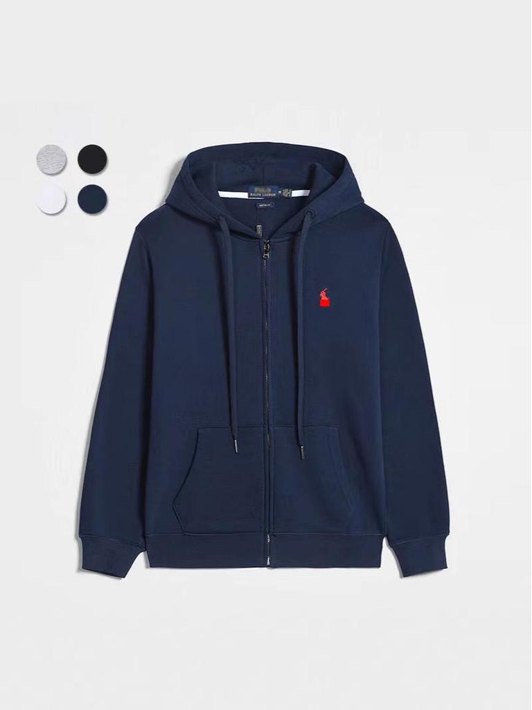 Мужской тонкий кардиган с капюшоном на весну и осень: Вышитая футболка-поло свободного кроя однотонная и больших размеров