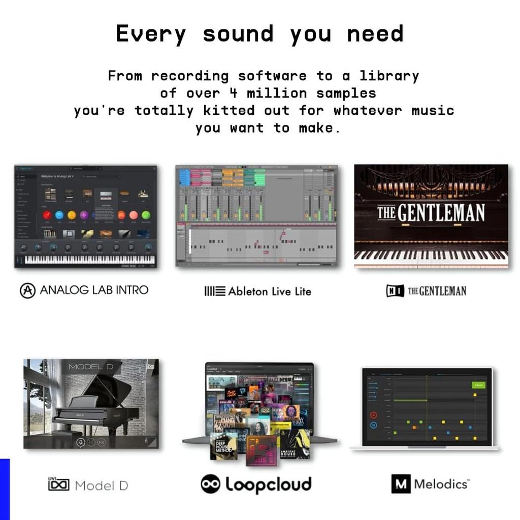 Arturia MiniLab 3 mit 25 8 Schwarz - - Универсальный MIDI-контроллер для музыкального производства, пакет программного обеспечения «все в одном» - Tasten, многоцветные пэды -