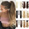 Long Wave Wrap Around Ponytail Clip In Hair Extension Synthetic Pony Tail Natural False Fake Hair Heat Resistant Fiber