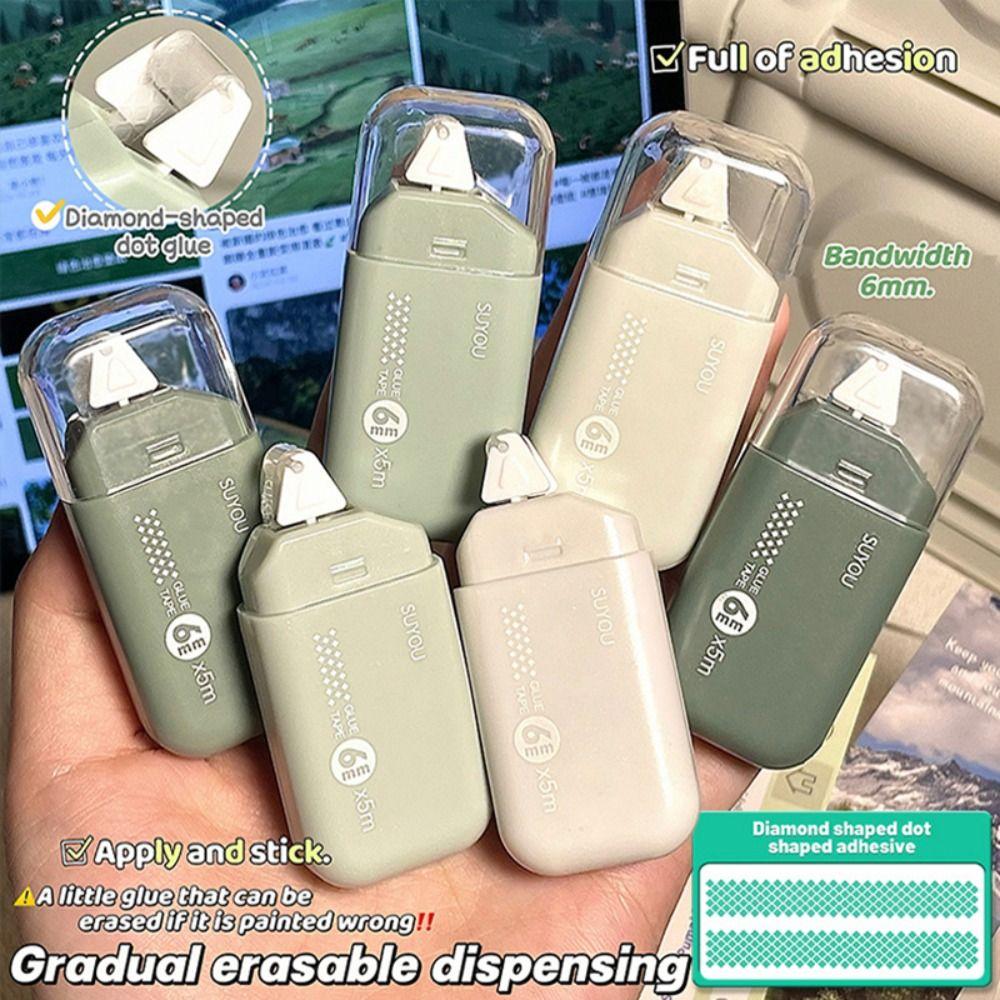 6pcs Gradient Color Dot Glue Tape High Viscosity Double-sided Adhesive Tape  School Office