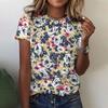 Красочная цветочная женская модная повседневная футболка с круглым вырезом и короткими рукавами с 3D-цифровой печатью