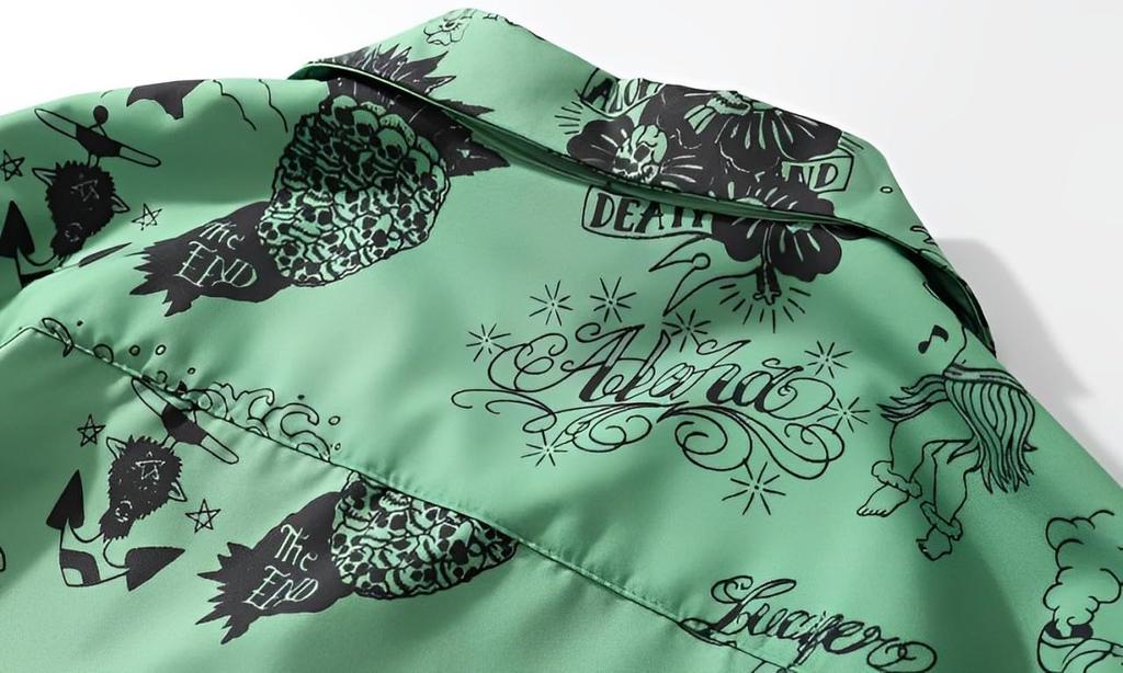 Short Sleeve Aloha All Pattern Button Down Big Brother Fashionable Print Open Button Palm Floral Funny Ora Casual Loose Casual Open Slightly Badass