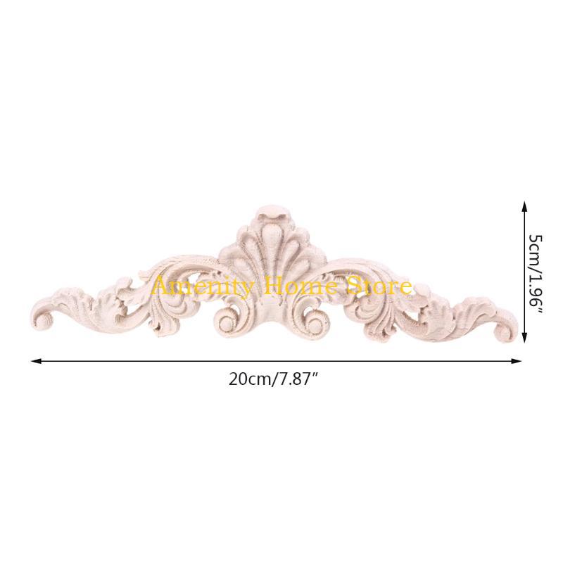 F26C Wood Carved Decal 4pcs Corner Onlay Applique Unpainted Frame Decoration for Home Bedroom Office Sofa Bed Decor Supplies