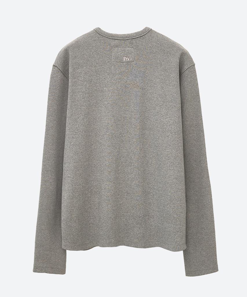 MOONSUN 02 M.C For Men, Henley Neck Ribbed T-Shirt / Gray