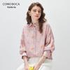 Женская отпускная рубашка из рами с принтом, с длинным рукавом