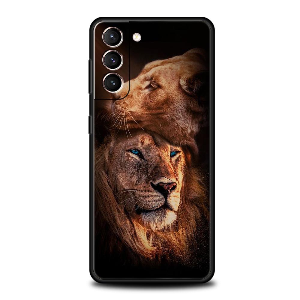 Чехол для телефона Samsung Galaxy S24 S23 S22 S20 S21 FE Ultra S24 S23 S10 S10E S9 S8 Plus 5G, силиконовый чехол-сумка, дизайн "Лев, альфа-самец, детеныш"