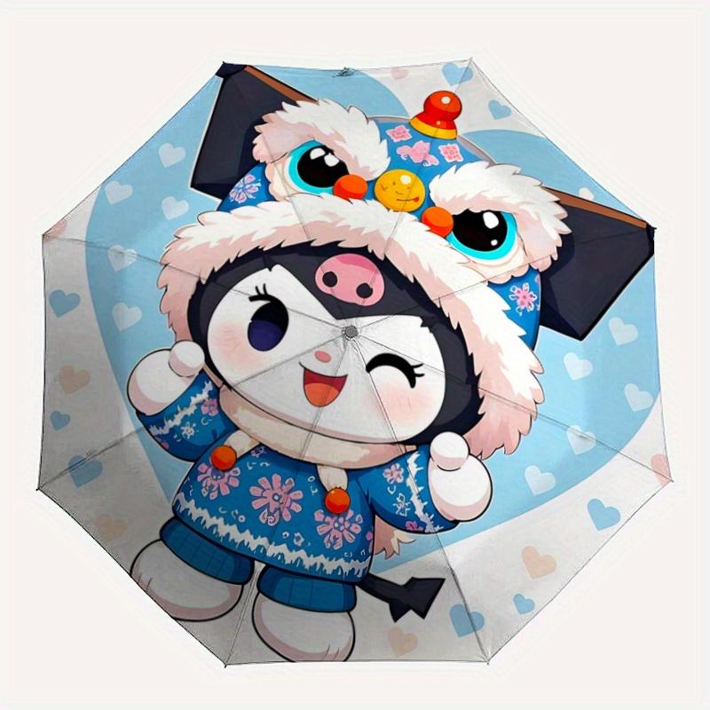 1pc Lion Dance Kuromi Automatic Opening and Closing Umbrella - Small Umbrella Suitable for Various Occasions, Portable 3-Fold Small Umbrella for Men a