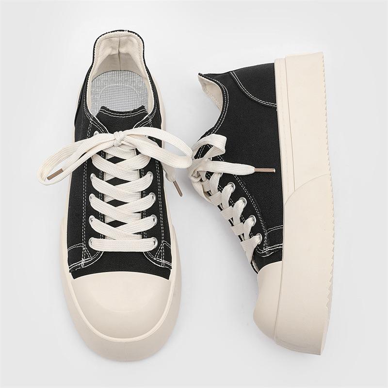 Spring New Retro Canvas Shoes Men's Height Increase Casual Versatile Classic Board Shoes Trendy Platform Men's Shoes