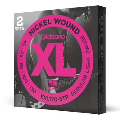 Басовые струны из никеля с длинными мензурами, 5 струн, 2 комплекта D'Addario .045-.130 EXL170-5TP []