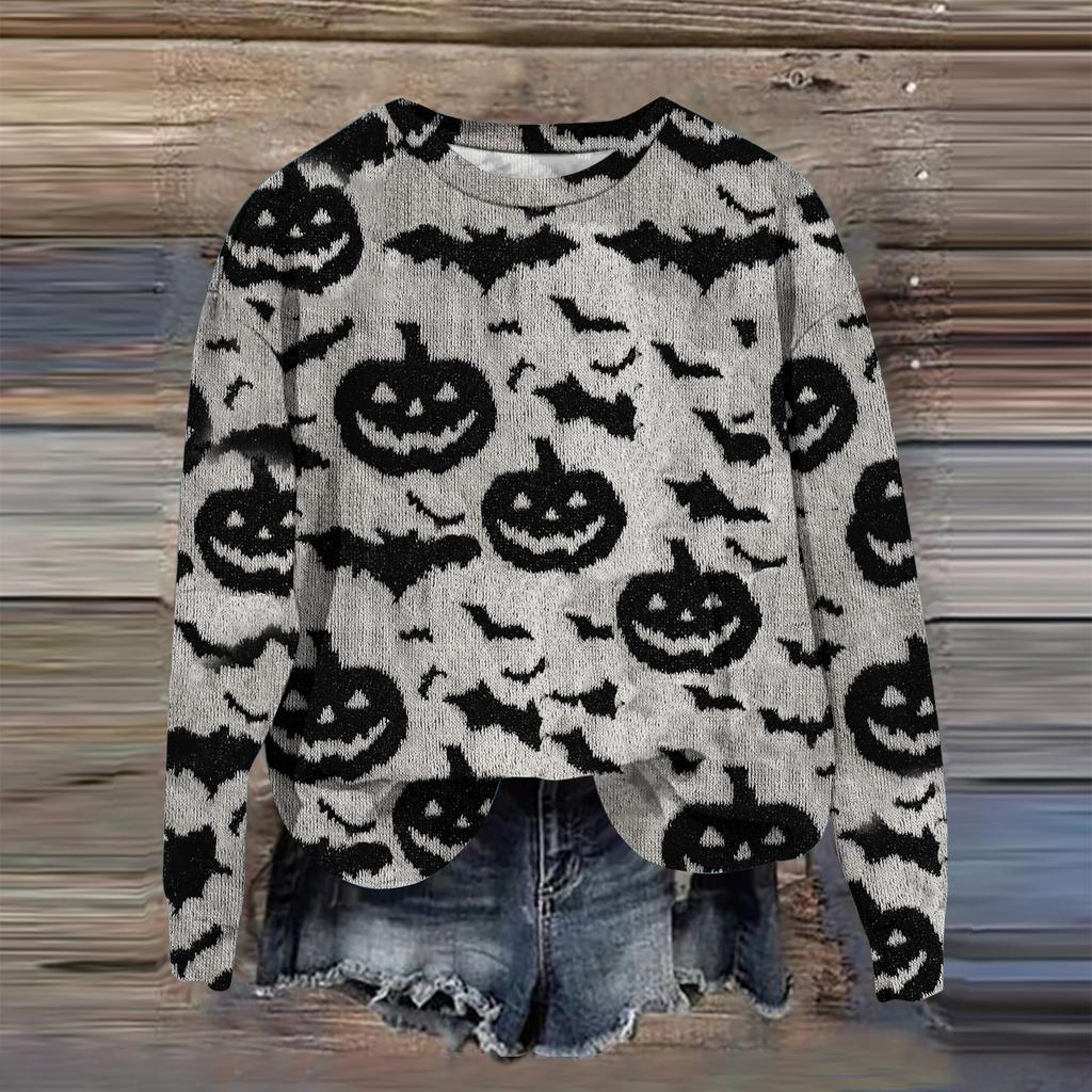 Women's Fashion Printed Long Sleeve Loose Round Neck Sweatshirt Top Fall