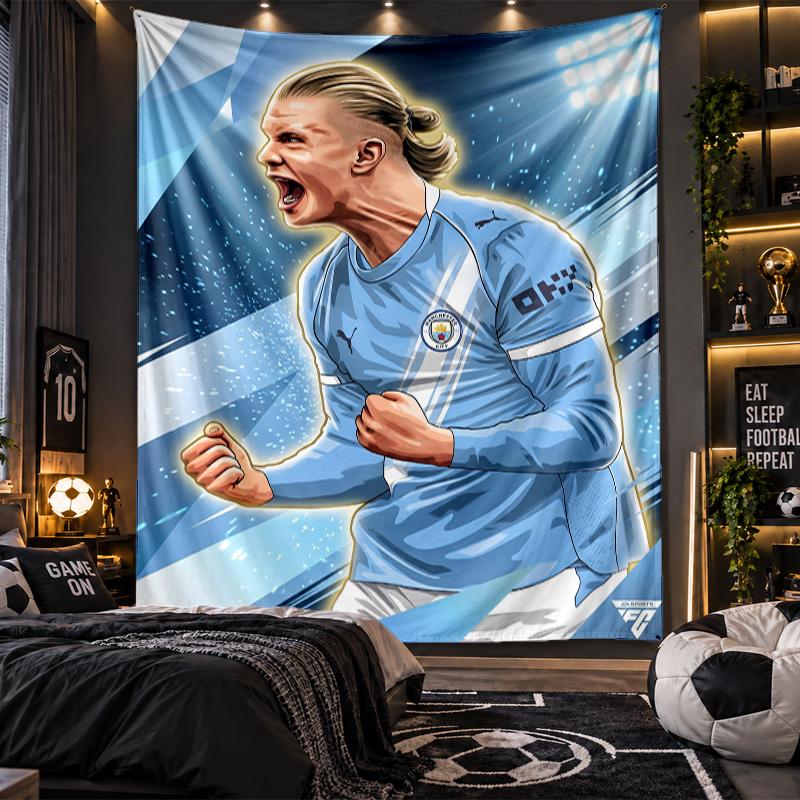 Wall Hanging Tapestry Erling Haaland Print Cloth for Living Room Bedroom Home Decor