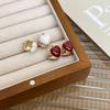 Французские винтажные серьги кремового, белого, винно-красного цвета с пряжкой для ушей, женские новые легкие, роскошные, темпераментные, модные серьги