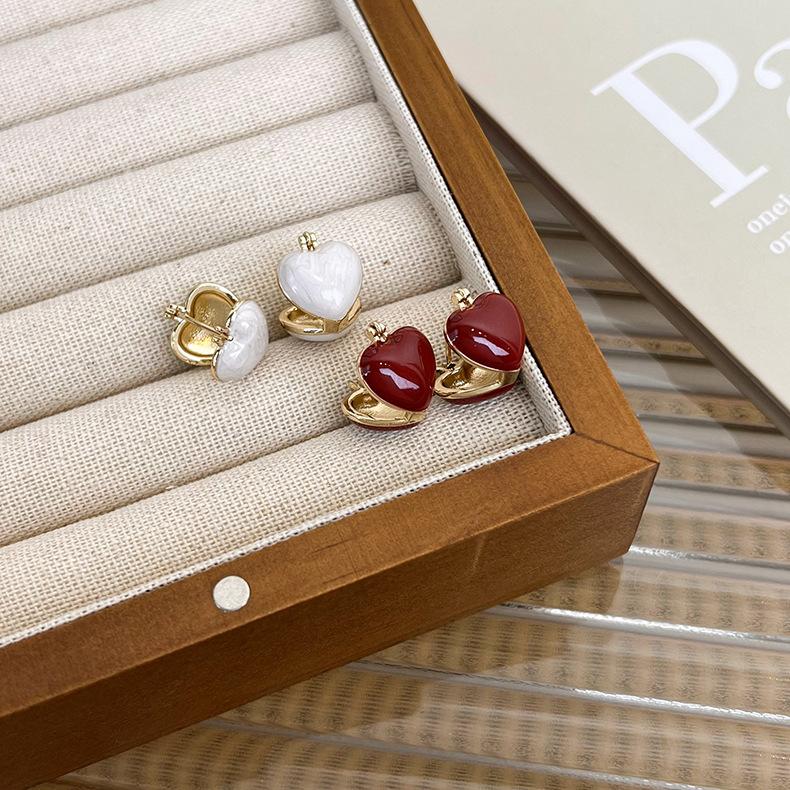 Французские винтажные серьги кремового, белого, винно-красного цвета с пряжкой для ушей, женские новые легкие, роскошные, темпераментные, модные серьги