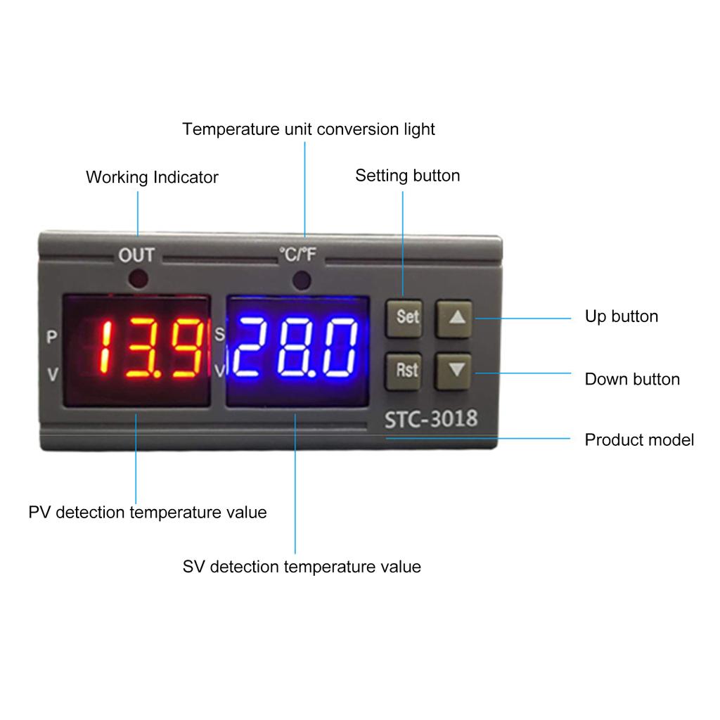STC-3018 Temperature Controller, Digital LED Display Thermostat, Temperature Control Switch Micro