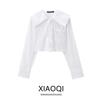 Fashion Style 2024 Autumn New Women's Clothing Easiest for Match Slimming Small Round Lapel Long Sleeves Short Shirt 8733002