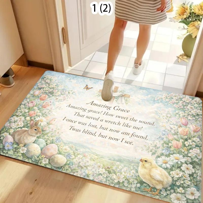 Rug Carpet Mat Non-Slip Spring Market Chick Easter Doormat for Entryway Kitchen Living Room Bedroom Nursery Playroom Home Decor