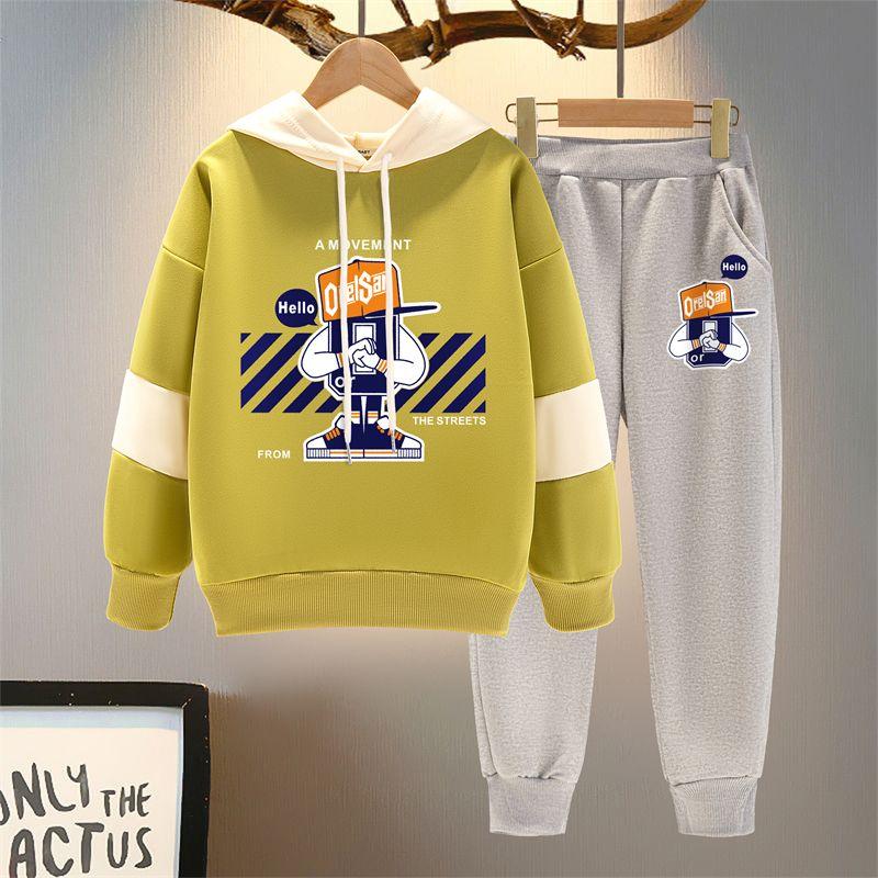 Костюм из двух частей для мальчиков, весенне-осенний детский спортивный модный свитер с длинными рукавами + леггинсы, костюм из двух частей для мальчиков