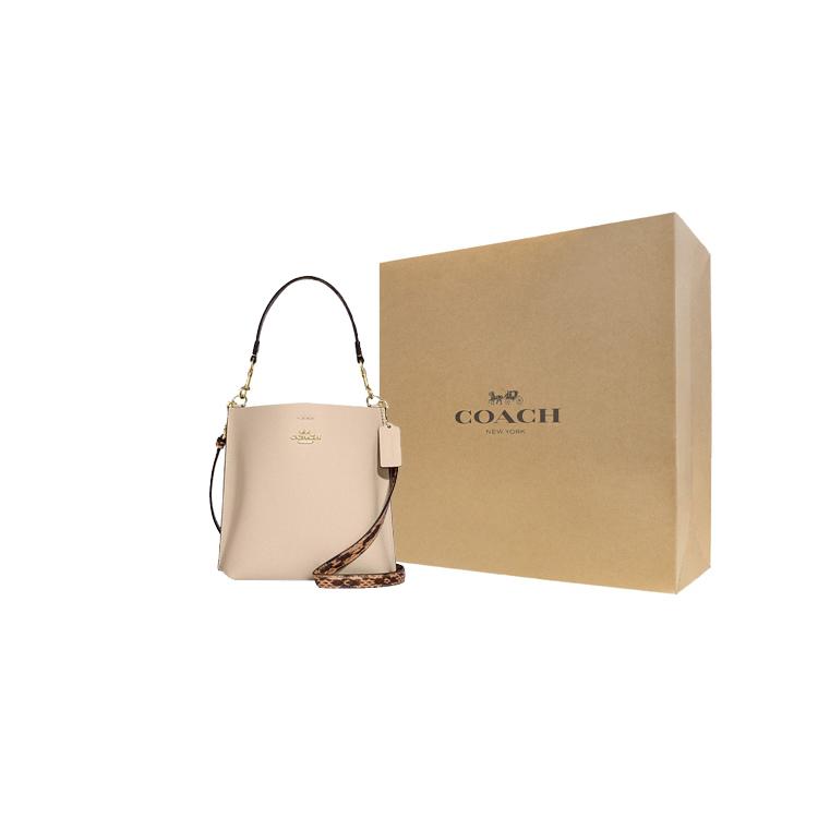 New COACH Mollie Cow Leather Bucket Bag, Shoulder Bag, Handbag Trumpets Women's Ivory White CB901-IMOQY