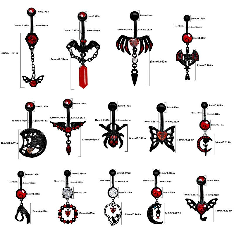 Кольца для пирсинга пупка в стиле готики-панка, летучей мыши и бабочки, для женщин и девочек, на Хэллоуин, украшения для тела, аксессуары, подарок
