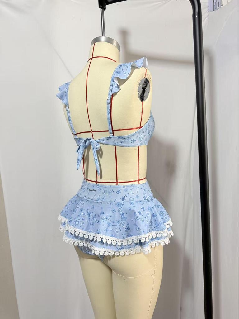 Женский пляжный бикини-комплект с европейским и американским принтом 2026