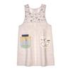Button Ribbon Perforated Apron Cat Circle 258003 Gray [Kusuguru Japan] M-L