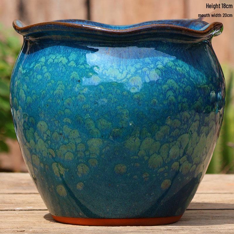 Large Ceramic Terracotta Flower Pot for Balcony and Living Room - Ideal for Succulents, Orchids, Green Radish, and Plants