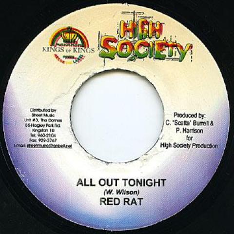 7-дюймовая пластинка RED RAT / HAWKEYE - All Out Tonight / Buss A Blank High Society 2005 Ямайка Регги, Ска и Даб