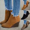 New European and American Fashion Women's Suede Ankle Boots with Wedge Heel for Autumn/Winter