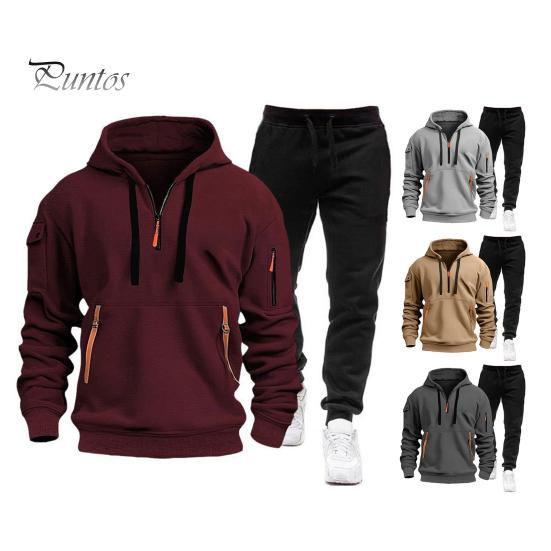 Комплект из 2 предметов: мужская толстовка, брюки, комплект с капюшоном, завязками на шнурке, длинные спортивные топы с эластичной талией, длинные брюки, однотонный мешковатый спортивный костюм