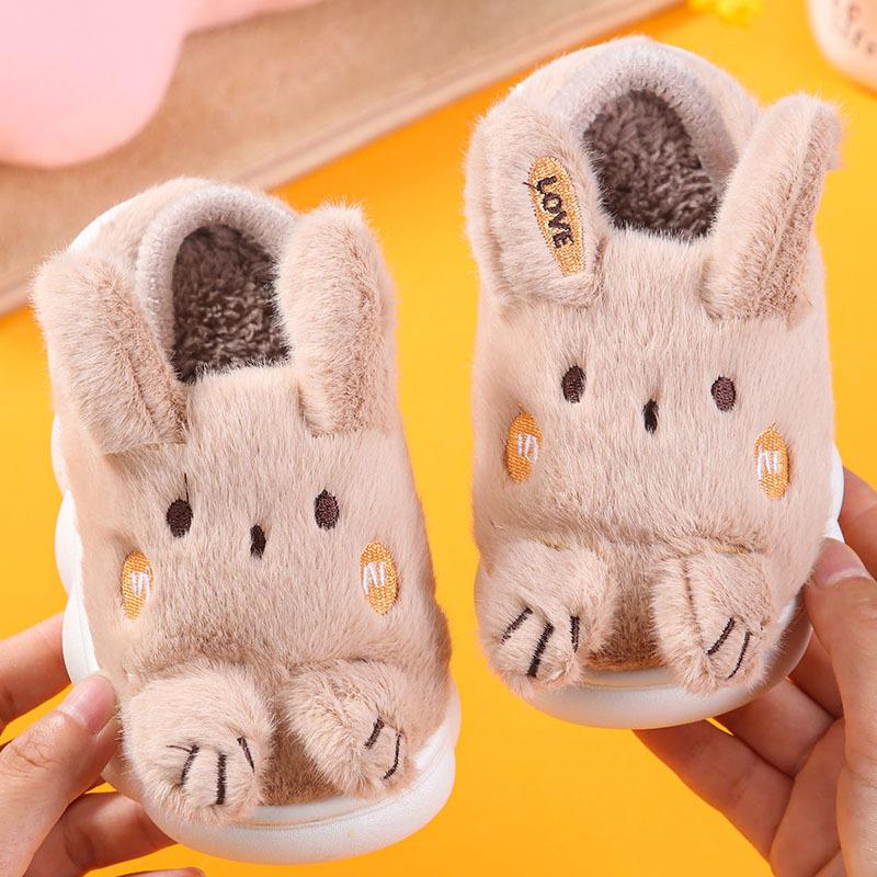 Детские хлопковые тапочки, теплые детские зимние милые тапочки с героями мультфильмов, детская обувь на мягкой подошве для маленьких девочек и мальчиков