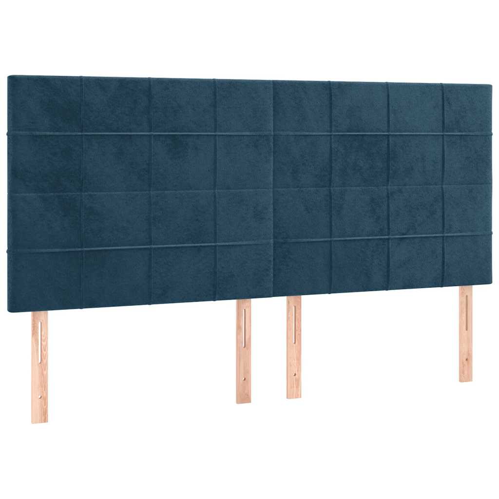 Box Spring Bed with Mattress Dark Blue 200x200 cm Velvet