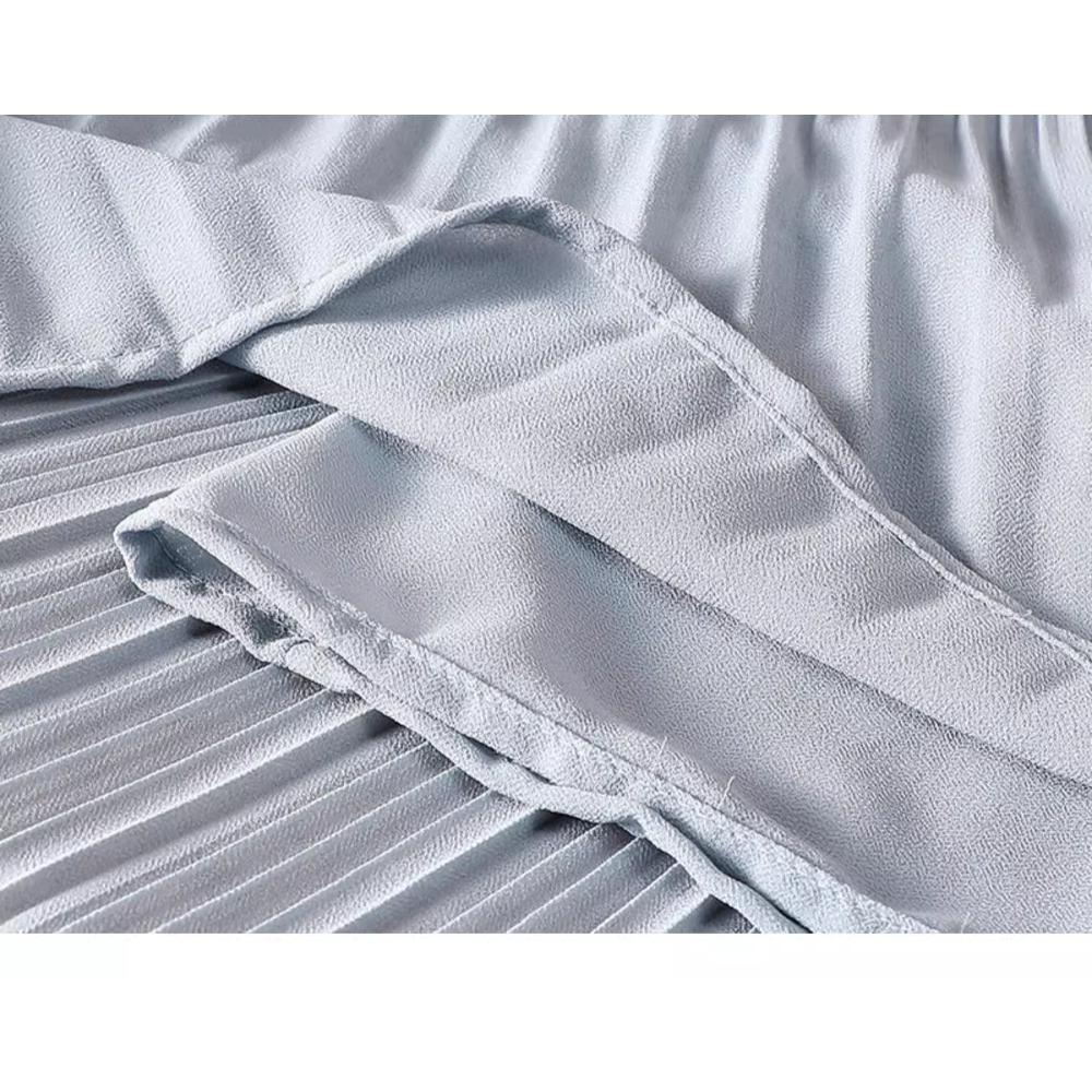 Dimanaf 2025 Summer Women New Skirts Chiffon Solid Elastic Waist Pleated Mesh Elegant Skirts