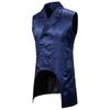 Men Vest Retro Sleeveless Slim Fit Mid Lengtn Irregular Hem Lapel Double-breasted Split Hem Soft Printed Loyal Gentlemen Medieval Waistcoat
