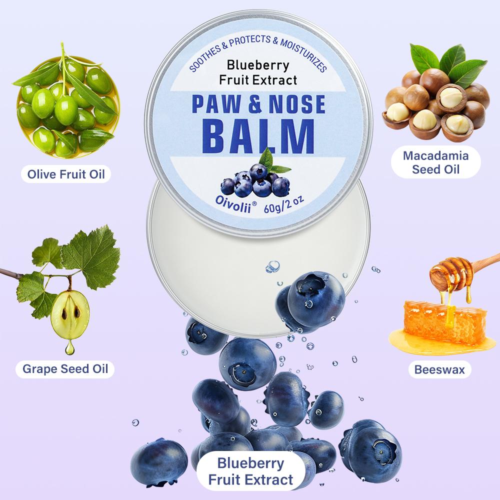 OIVOLII Blueberry Fragrance Dog Paw Balm Light Beige Safe For Sensitive Skin Fast Acting Protection Easy Application