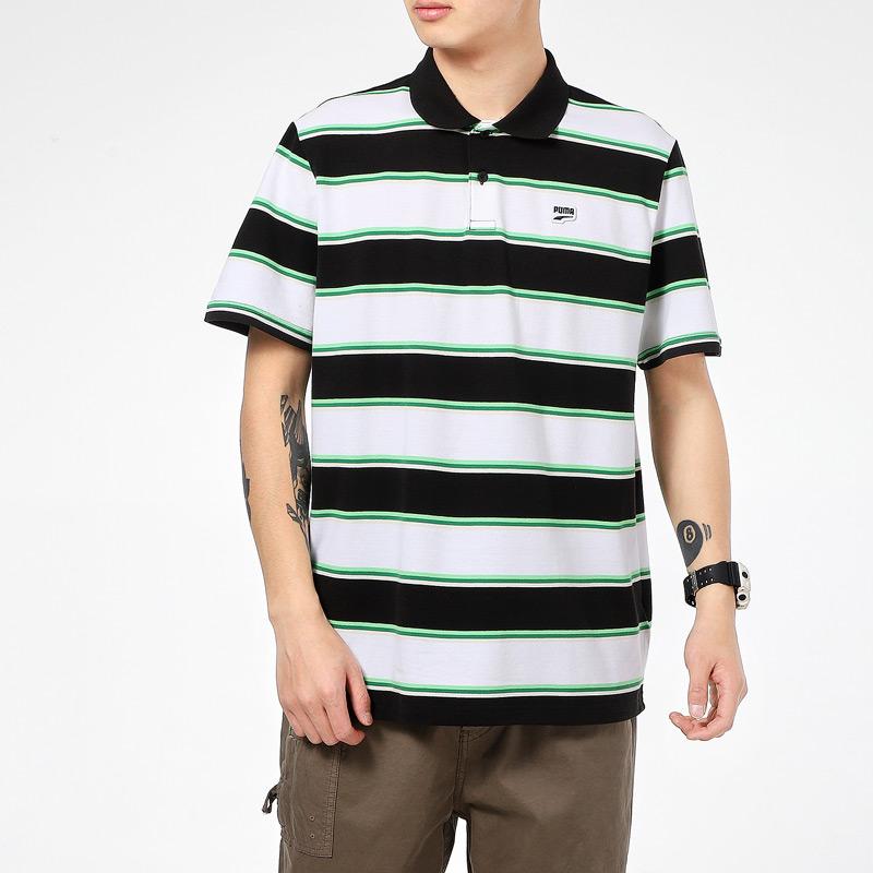 Puma Casual Sports Breathable Striped Short Sleeve Polo Shirt Men Tops Multicolor 599781-02