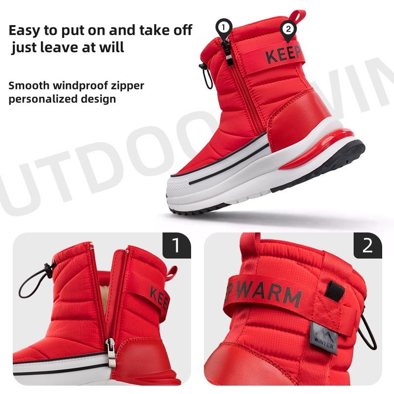 Женские и мужские зимние ботинки с толстым флисом, теплые и нескользящие, короткие ботинки