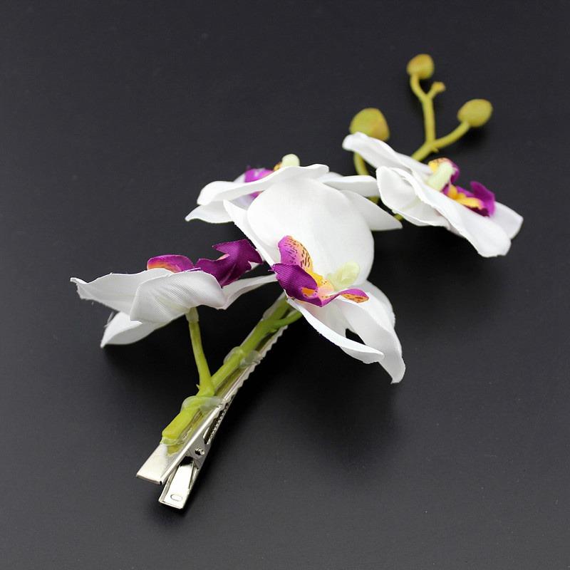 Цветы Заколка для волос с ветками Заколка для волос с цветком фаленопсиса Аксессуары для волос Украшения для волос Цветочная заколка для волос Искусственный цветок