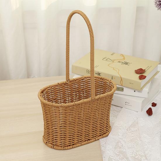 Flower Basket with Handle Woven Plant Basket Flower Storage Basket for Home Wedding Garden Decoration