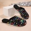 New Baotou Slippers Women's Plus Size Spring and Autumn Round Toe Deep Mouth Sequin Slip Foot Anti-slip Wear-resistant Flats
