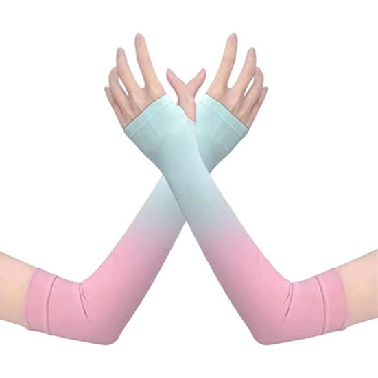 Sun Protection Arm Sleeves, Cooling UV Protection Sleeves, Mosquito Repellent Sleeves, with Thumb Hole, Gradient Colors for Women Summer Cycling