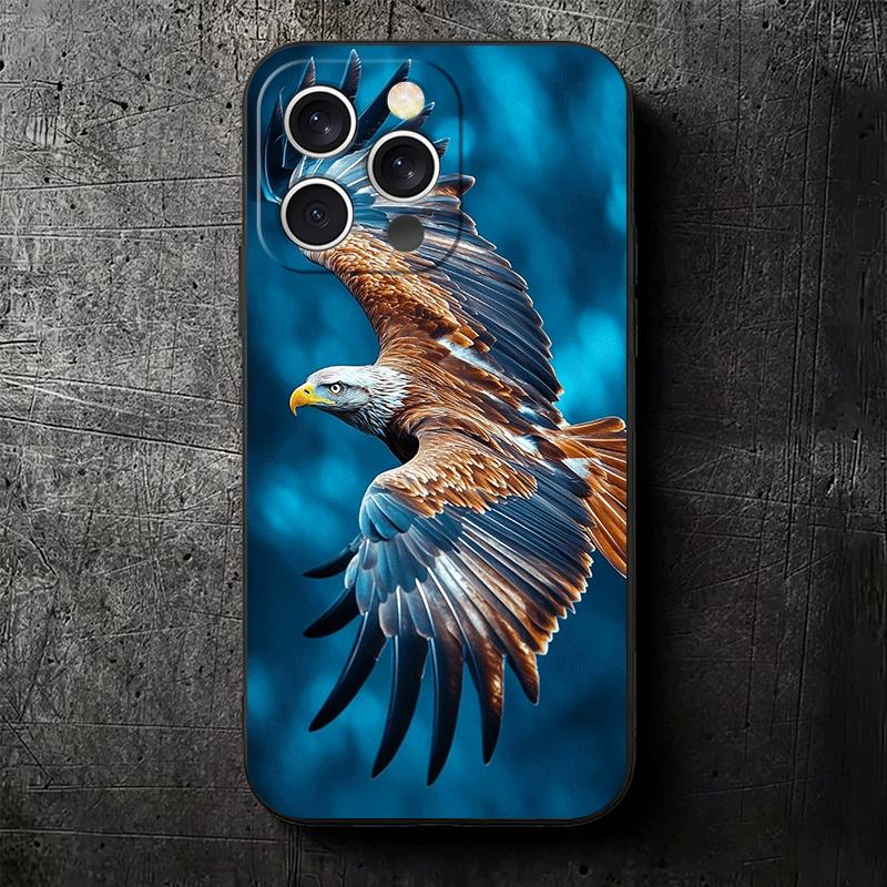 Крутой Мягкий Чехол для Телефона с Белоголовым Орлом для iPhone 16 16E 17 Air 15 Pro Max 14 Plus 13 Mini 11 12 7 Черная Задняя Панель