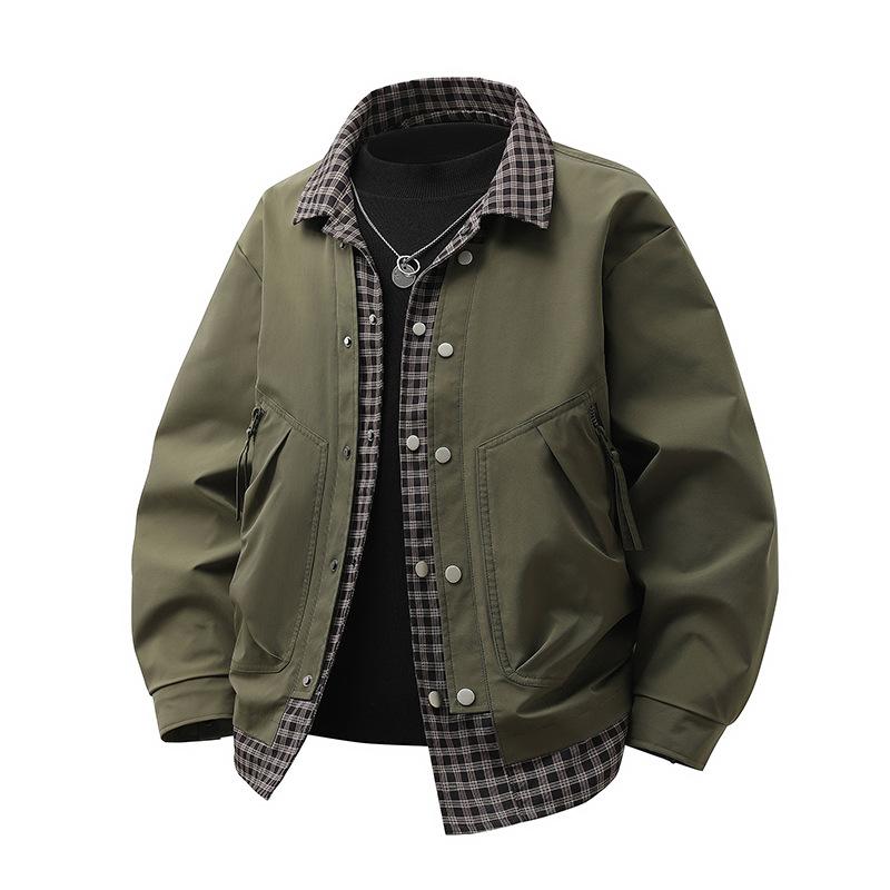 Мужская весенне-осенняя высококлассная и красивая куртка для полного мужчины большого размера, верхняя часть, имитация двух частей