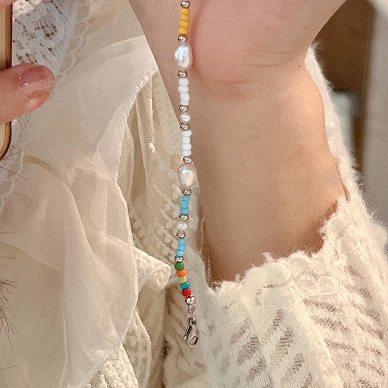 Сломанный серебряный браслет из искусственного жемчуга, модный шарм для женщин, INS, круглые браслеты из бисера, индивидуальный дизайн для девочек, небольшой дизайн, нерегулярный крой, вечерние ювелирные подарки