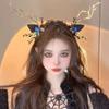 Шарообразный обруч для волос с бабочкой и цветком, модная рождественская повязка на голову в виде лося для вечеринки