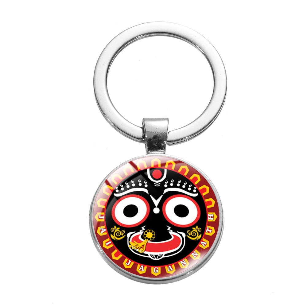 Брелок с изображением Джаганнатха Кришны, брелок с изображением мультфильма для женщин и мужчин, винтажный брелок с изображением лотоса, стекло, кабошон, религиозные украшения