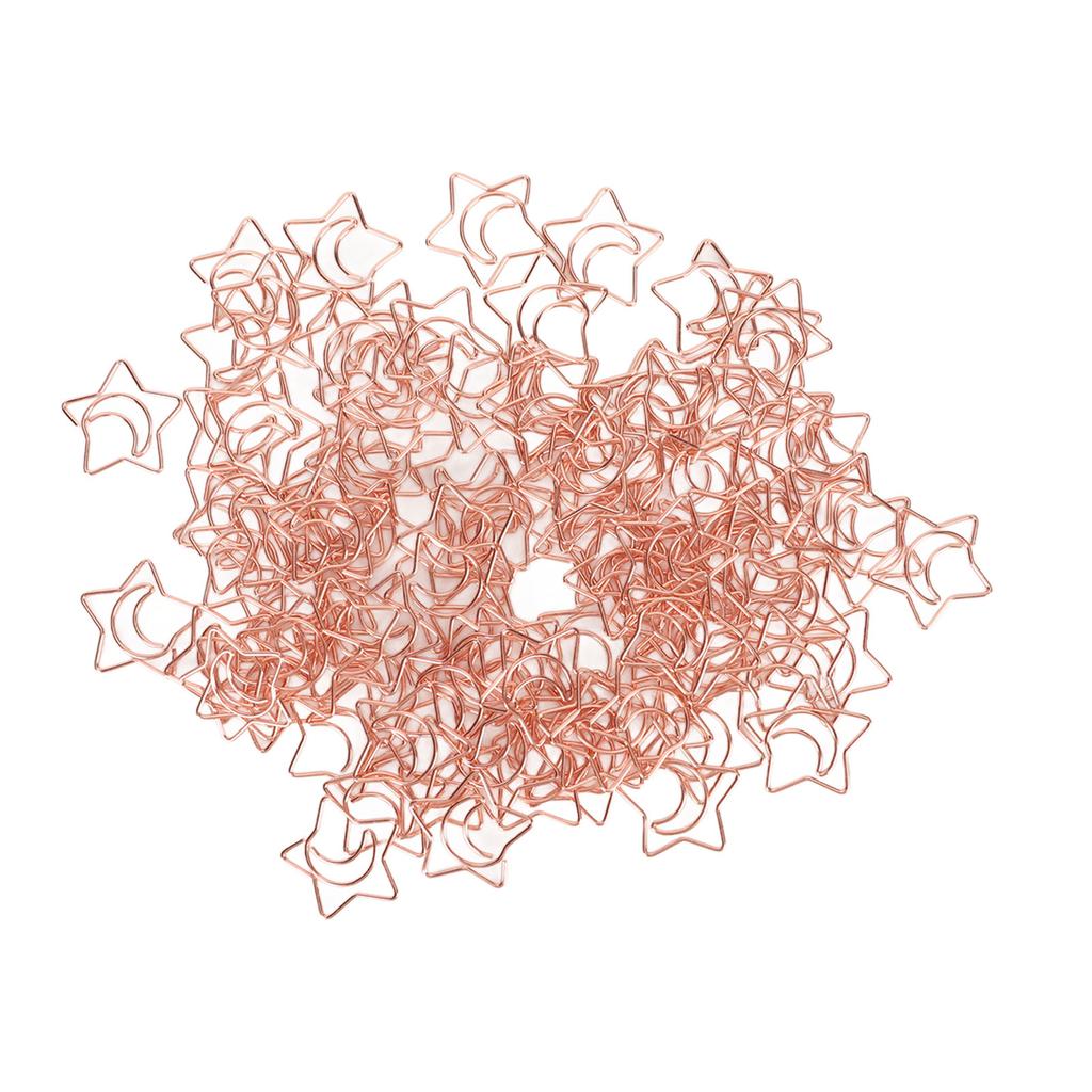 100pcs Star Moon Paper Clips Prevent Rust Skid Resistance Cute Paperclips for Office Daily Use