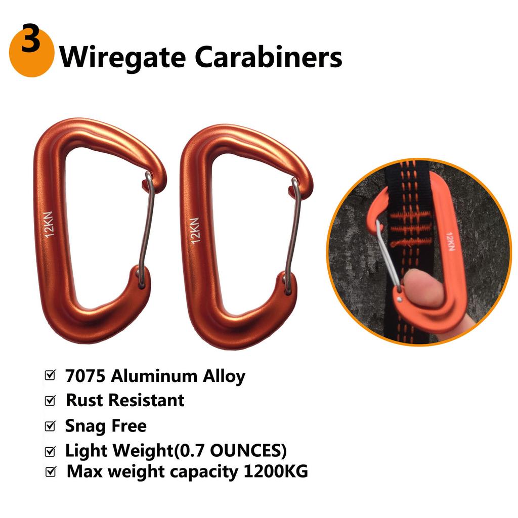 Outdoor Hammock Straps with 12 Adjustable Loops and Ultra-length Outdoor Hammock Straps and Belts with 7075 Alloy Aluminum