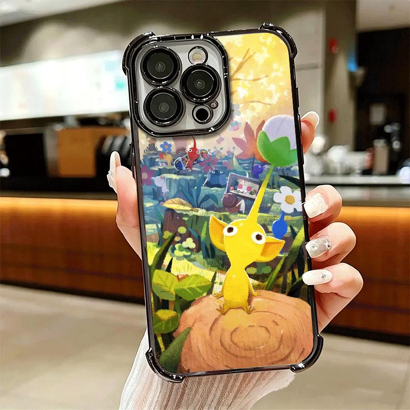 P-Pikmins Cute Game Soft Phone Case For iPhone 15 16 17 Air 14 Pro Max 16E Plus 13 12 Mini Plating Anti-Fall Fundas