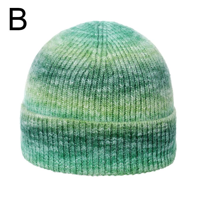 1Pc Ski Caps Thicken Knitted Hat Winter Hip Hop Slouchy Women/Men Soft Harajuku Style Outdoor Tie Dye Color